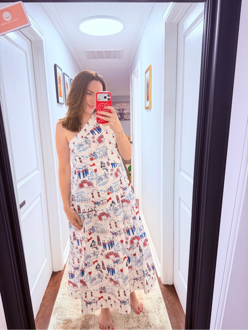 Ole Miss Printed One Shoulder Maxi Dress